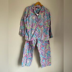 Lauren Ralph Lauren paisley pajama multicolor cotton set size XL